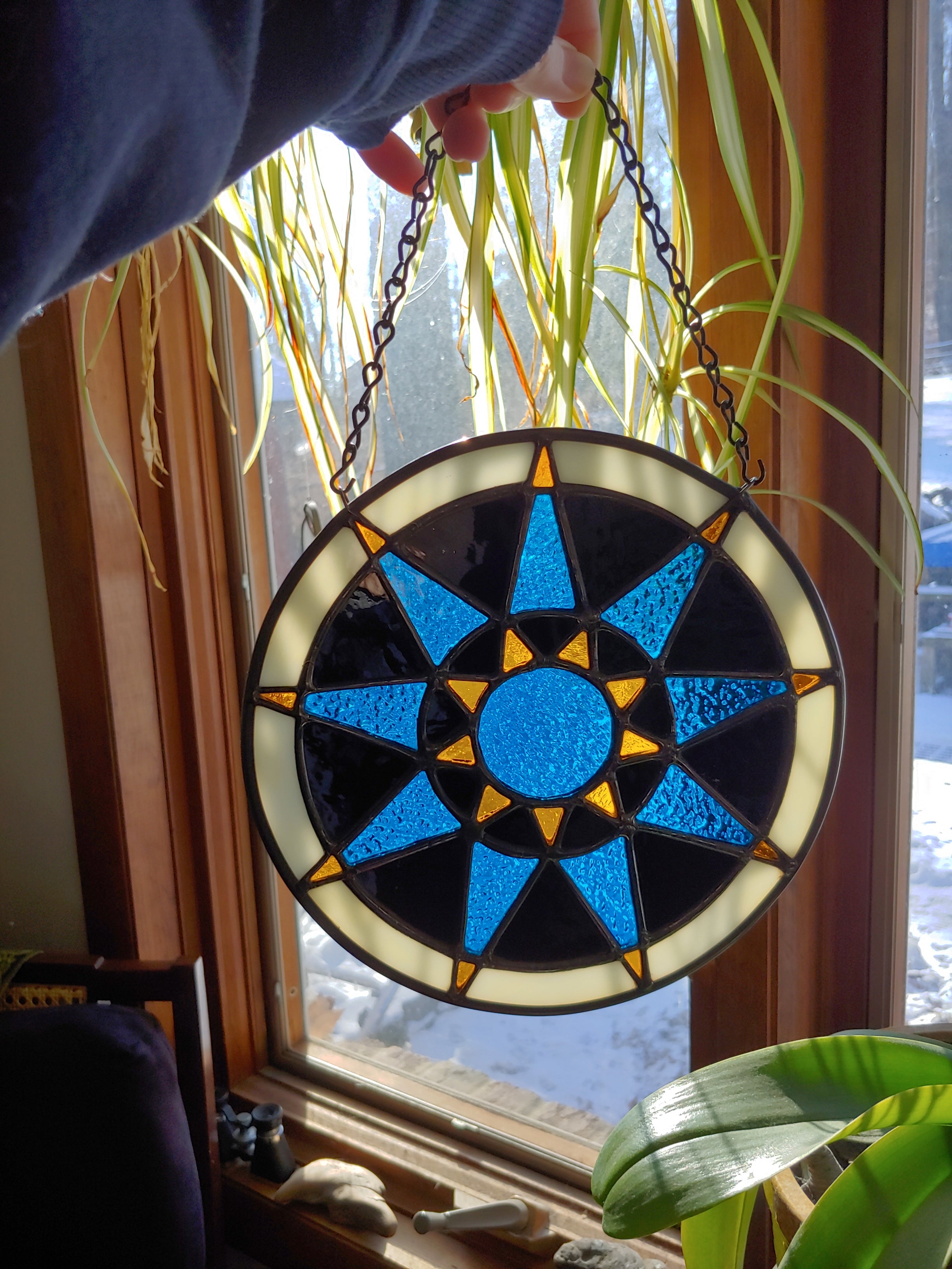 Winter leaded hotsell glass sun catcher