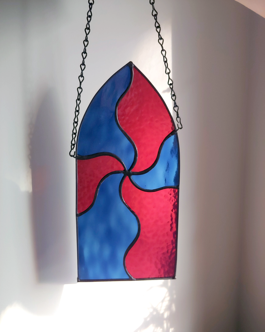 Wavy Ripple Stained Glass Sun Catcher (Ready to Ship)