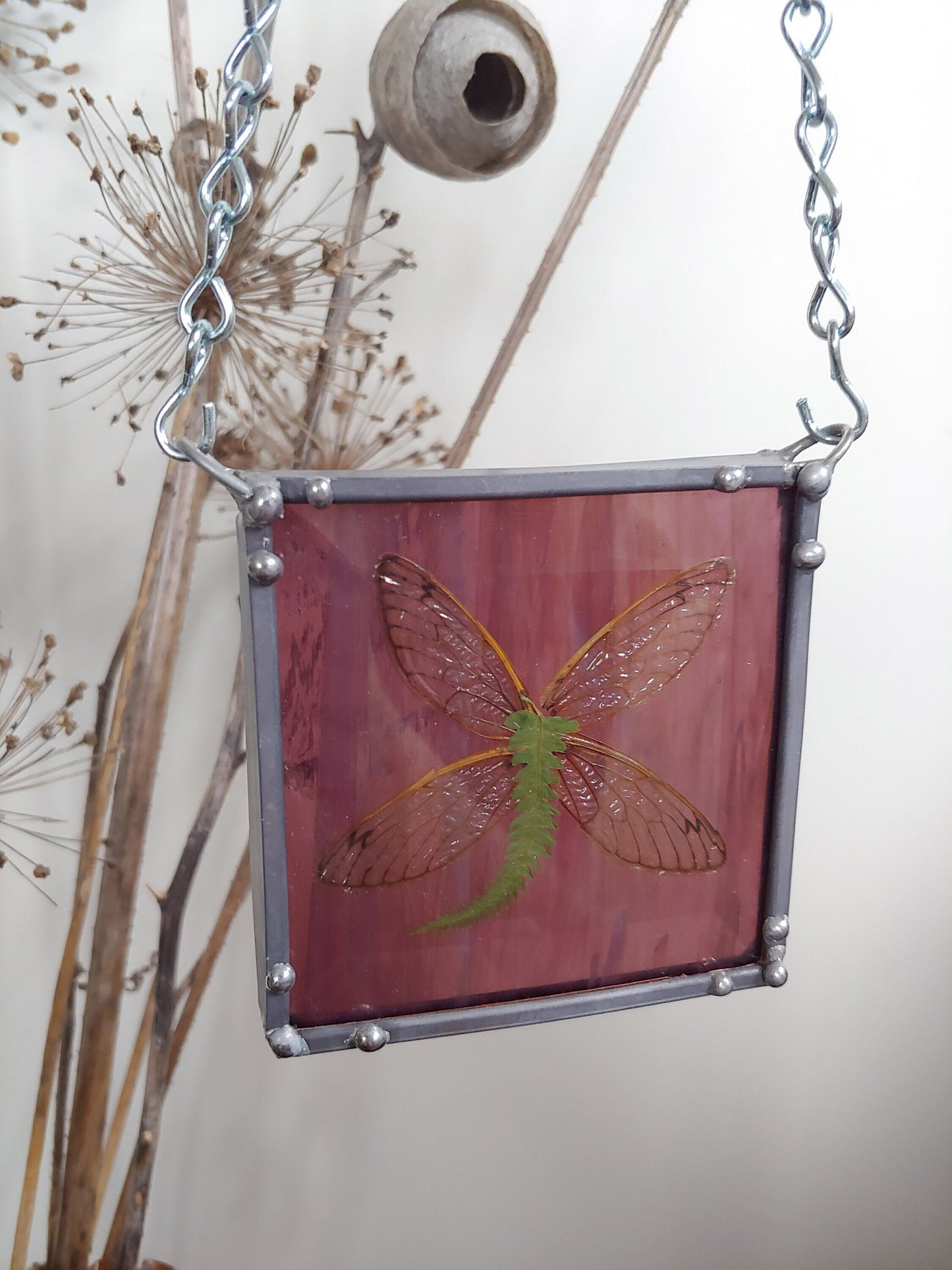 Cicada Wings Stained Glass Sun Catcher (Ready to Ship)