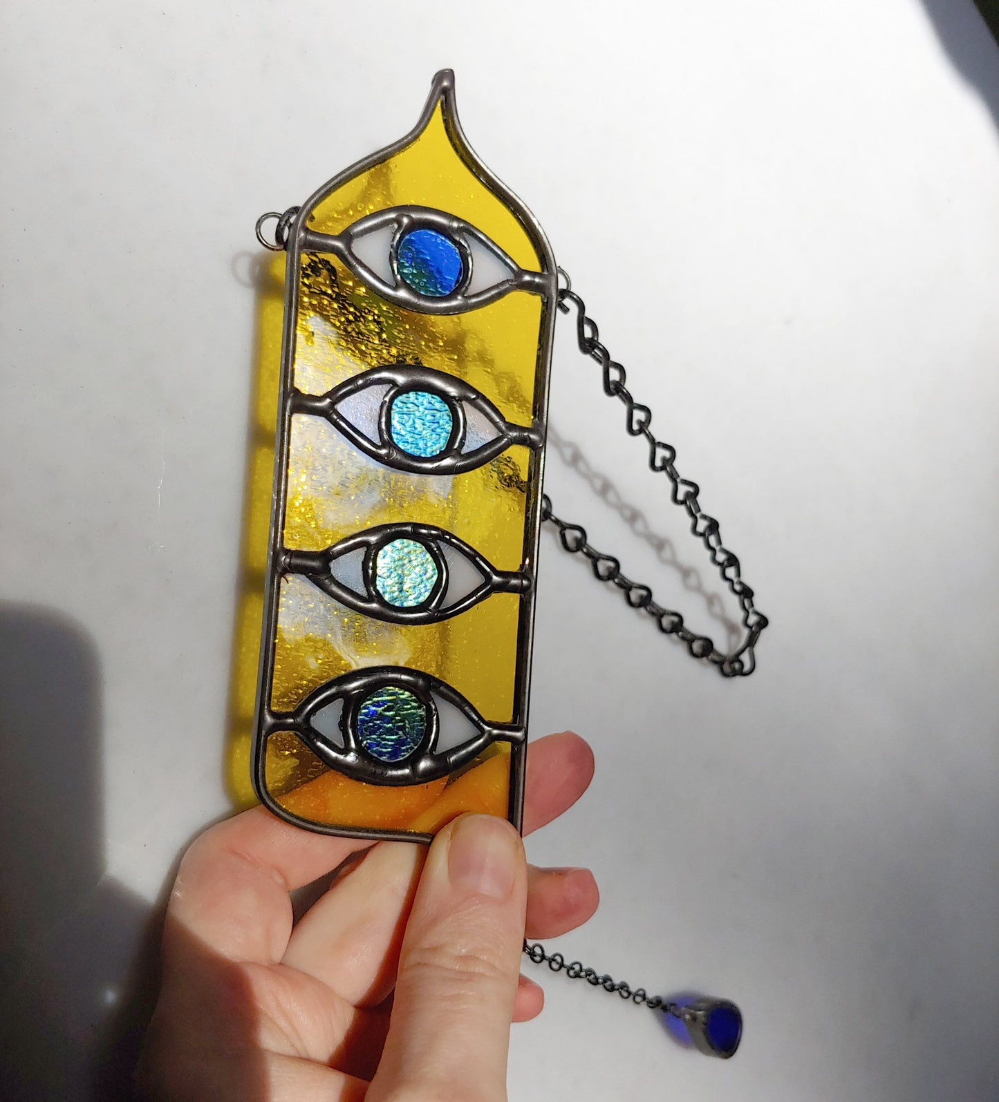 Crying Eyes with Teardrop Stained Glass Sun Catcher (Ready to Ship)