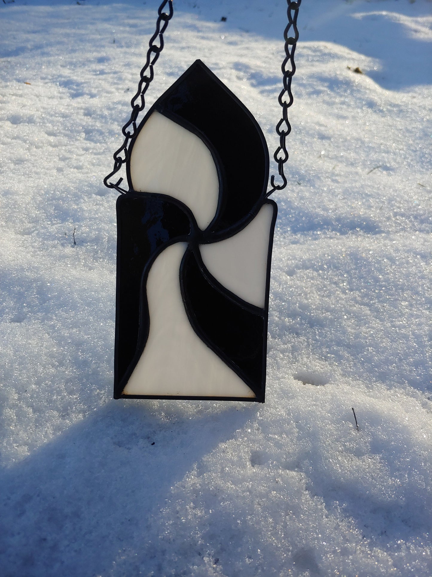 Spiral Sun Catcher, Black and White Swirl (Ready to Ship)