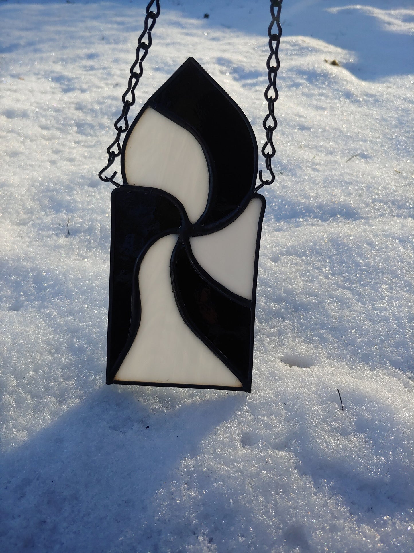 Spiral Sun Catcher, Black and White Swirl (Ready to Ship)