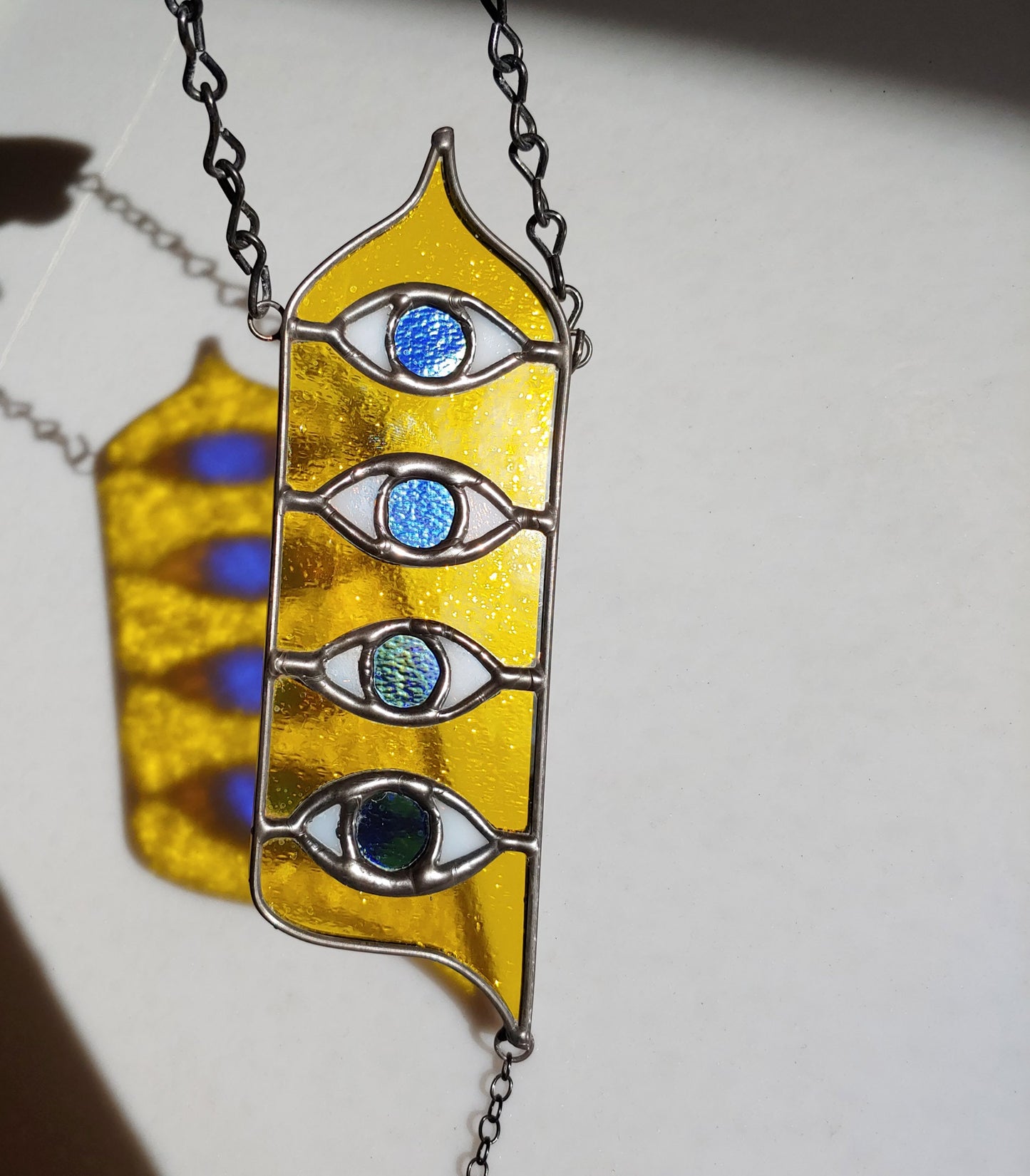 Crying Eyes with Teardrop Stained Glass Sun Catcher (Ready to Ship)