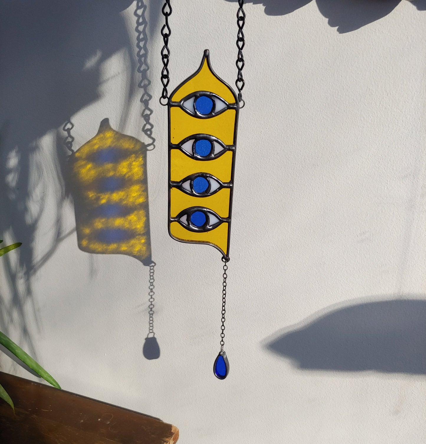 Crying Eyes with Teardrop Stained Glass Sun Catcher (Ready to Ship)