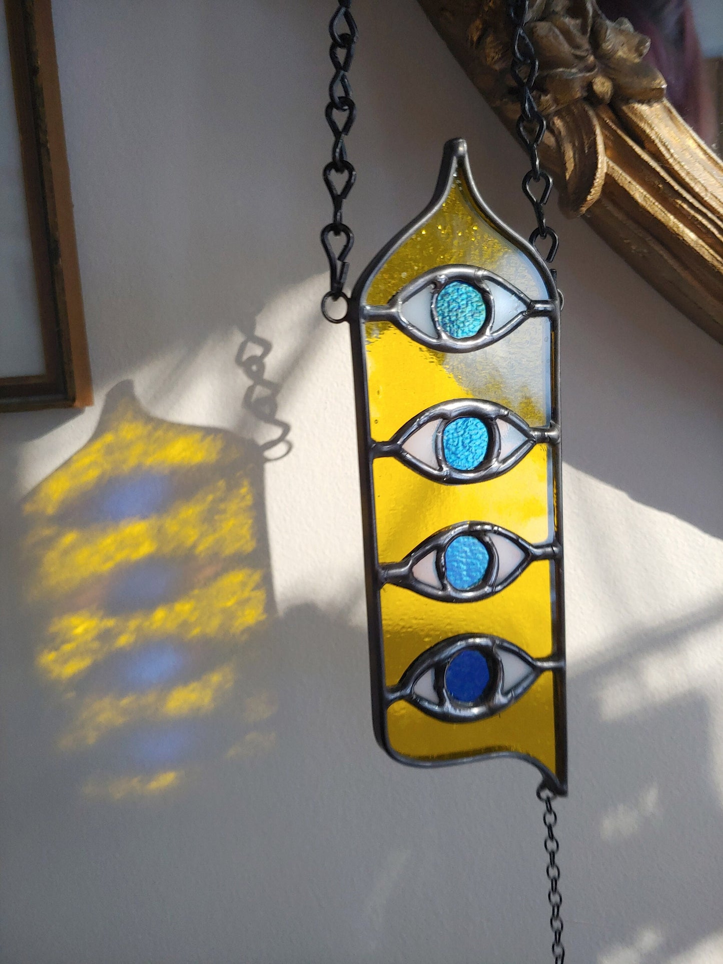 Crying Eyes with Teardrop Stained Glass Sun Catcher (Ready to Ship)