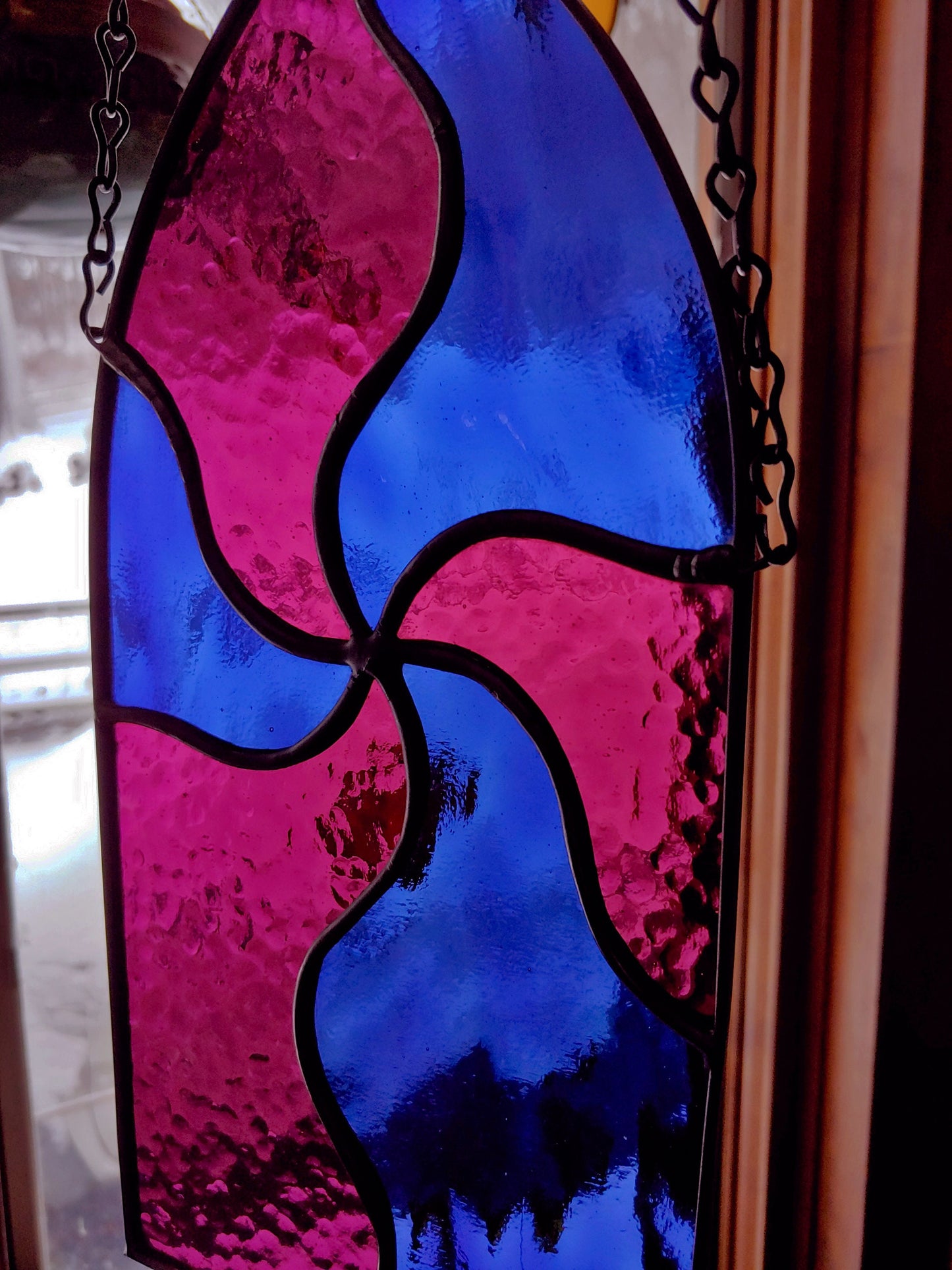 Wavy Ripple Stained Glass Sun Catcher (Ready to Ship)