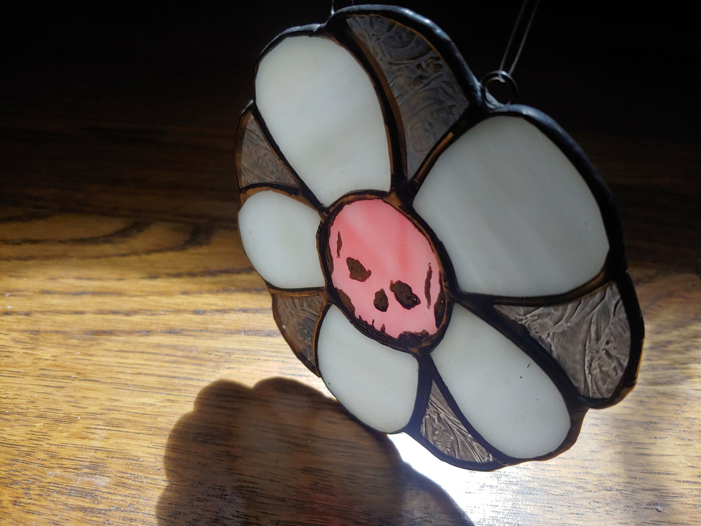 Daisy Flower with Painted Skull Sun Catcher (Ready to Ship)